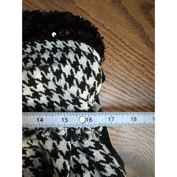 Sophia The Label  Sequin Houndstooth Tweed Bow Straps Fray Hem Medium Mini Dress - Picture 7 of 8